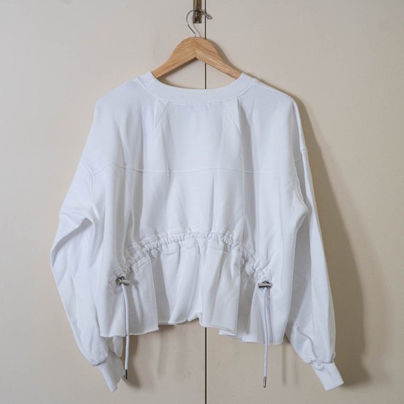 Diesel White Cotton Gathered Back Sweatshirt F-Mondy Felpa Size Medium - Picture 5 of 9